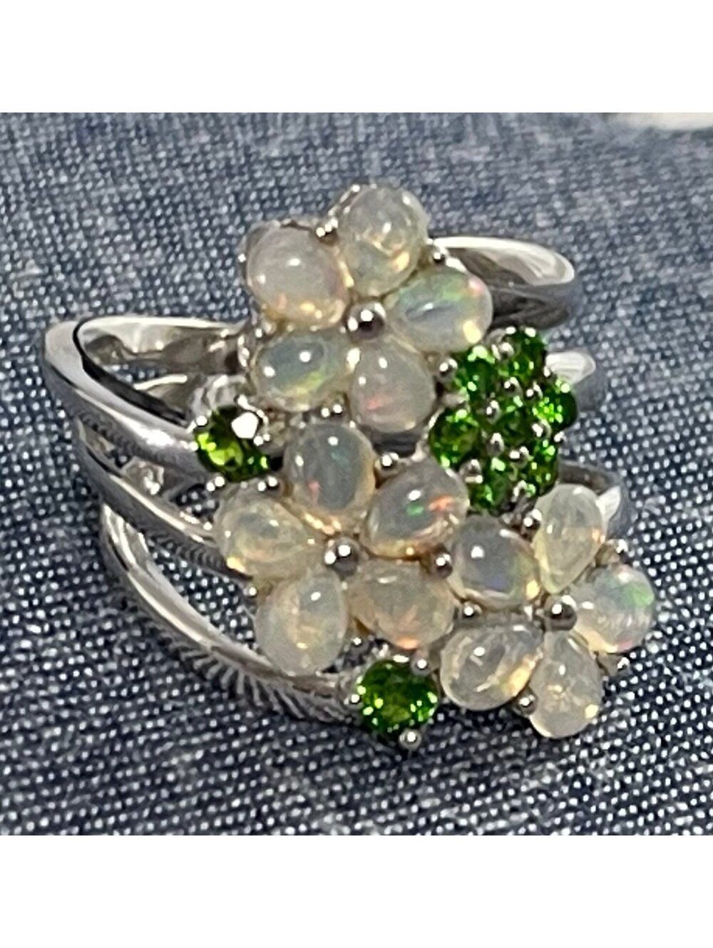 Ethiopian Opal Chrome Diopside Sterling Ring 5.5